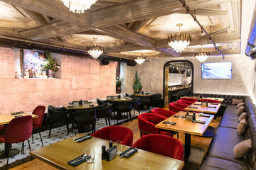 Interior of a fashionable modern restaurant