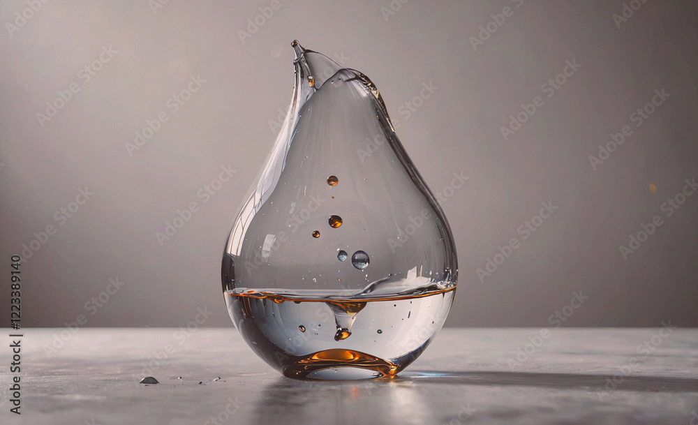 Aufkleber a glass vase with water in it is sitting on a table. the water is splashing out of the vase, creatin