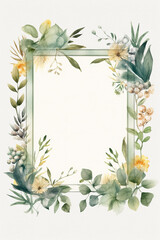 Naklejka premium Watercolor leaf frame