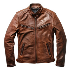 Brown Leather Motorcycle Jacket Style, Classic, Fashionable, Apparel