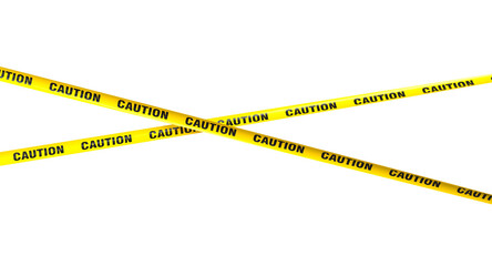 Yellow caution tape on transparent background