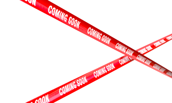 Red ribbons with coming soon text