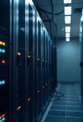Naklejka premium Server Room, Data Center, Network Hardware, Technology Infrastructure