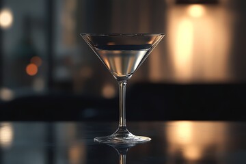 A Martini Glass Sits On A Dark Table