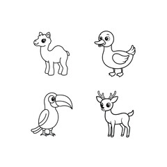 A animals of line art vector bundle  Illustration