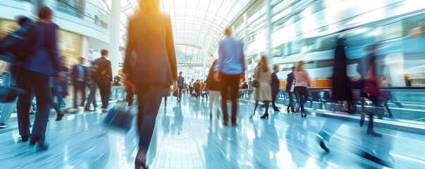 View of the hectic life of working people. Humanity in motion.