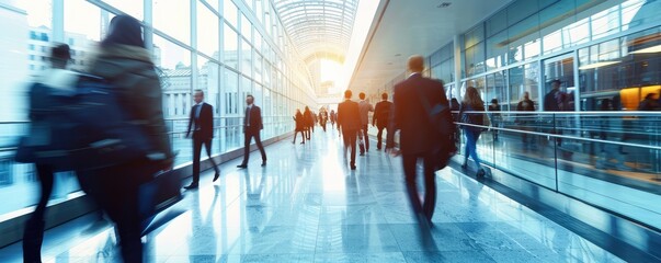 View of the hectic life of working people. Humanity in motion.