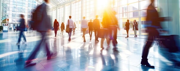 View of the hectic life of working people. Humanity in motion.