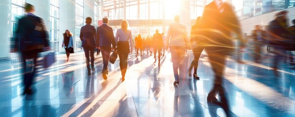 View of the hectic life of working people. Humanity in motion.