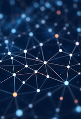 Abstract connected dots and lines. Concept of AI technology, Communication and technology network concept with moving lines and dots. 3D rendering, dramatic, with white tones