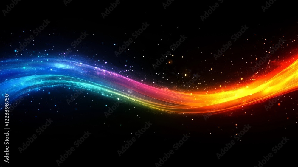 Wall mural Abstract Colorful Light Streak Background Design Digital Art Rainbow Spectrum Vibrant Energy Flowing Dynamic Motion Graphic Illustration Modern Style 