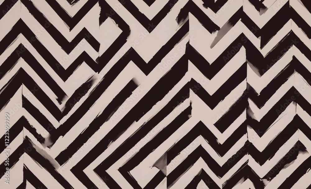 Poster A black and white striped pattern with a zigzag design. The pattern is made up of many small squares and triangles