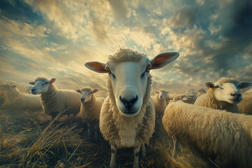 Fototapeta premium Sheep on pasture