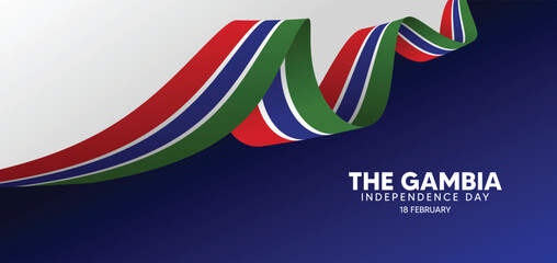 Obraz premium The Gambia Independence Day 18 February flag ribbon vector poster