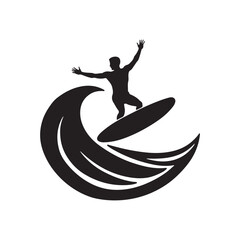 Silhouette surfer vector art illustrtion