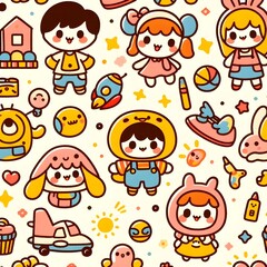 A cute children with toys wallpaper 