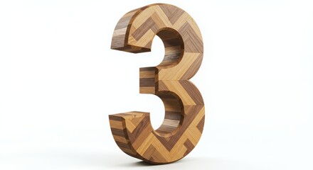 Obraz premium Wooden Number Three Herringbone Pattern Design