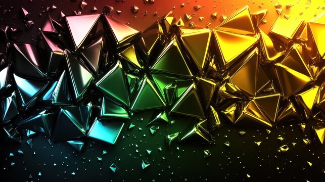 Abstract Metallic Triangular Fragments Composition