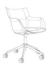 Adjustable Rolling Chair, Office chair editable vector illustration on white background. chair Line art, clip art. swivel chair, Hand-drawn design elements.