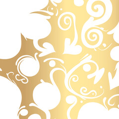 Art gold design featuring a stylized floral pattern. The intricate swirls and flowing curves showcase a sense of elegance and precision, ideal for artistic, decorative, or design-oriented uses.