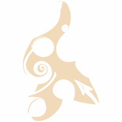  Design featuring a beige and white silhouette of a stylized floral pattern. The intricate swirls and flowing curves evoke a sense of delicacy and sophistication, making it suitable for decorative
