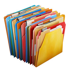 Organized file folders with various colored documents stacked neatly for efficient management, File folders with documents view