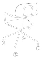 Adjustable Rolling Chair, Office chair editable vector illustration on white background. chair Line art, clip art. swivel chair, Hand-drawn design elements.