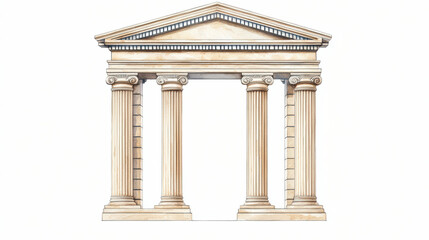Ancient architectural structure with four columns and triangular pediment