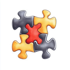Obraz premium Colorful puzzle pieces interlocked, symbolizing teamwork and problem solving