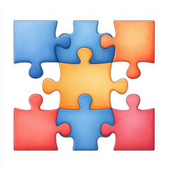 Fototapeta premium Colorful puzzle pieces arranged in creative pattern, symbolizing unity