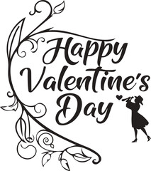 Valentines Day Calligraphy Banner with Heart.