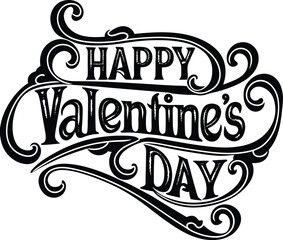 Valentines Day Calligraphy Banner with Heart.