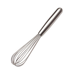 Sleek Stainless Steel Whisk Isolated on Transparent Background