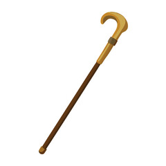 Walking Stick Vector Illustration - Cartoon, Clipart & Line Art Design 1.eps