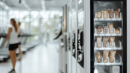 Healthy Snack Vending Machine in Modern Gym Environment