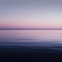 Fototapeta premium serene landscape featuring smooth gradient from dark blue to light lavender over calm water, evoking sense of tranquility and peace