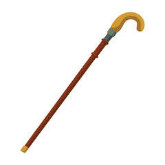 Walking Stick Vector Illustration - Cartoon, Clipart & Line Art Design.eps