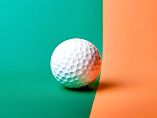 Golf Ball on the Green and orange texture background