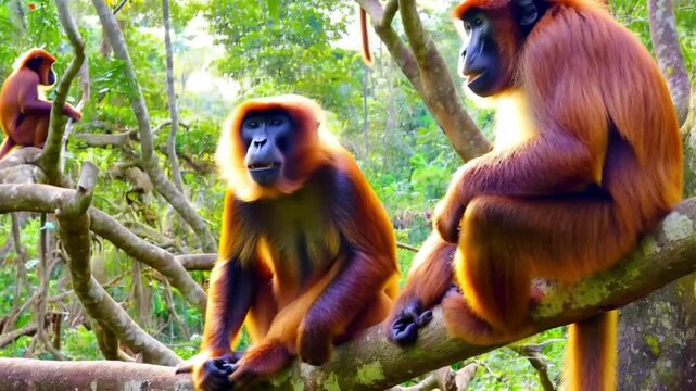 Colombian Red Howler monkeys, majestic residents of the Amazon forest.