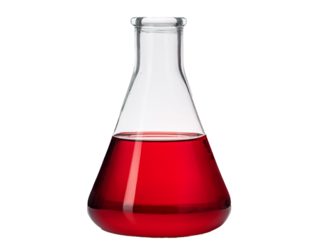 Flask with red liquid isolated on white background, cutout - Powered by Adobe