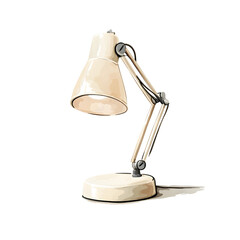 Flat Vector Watercolor Illustration of a Stylish Desk Lamp in Scandinavian Cozy Workspace Style