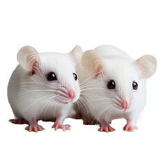 Two white mice exploring a clean Transparent background in a playful moment, Two white mouse PNG background