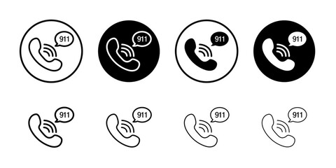 Call 911 phone number icon Vector logo set flat