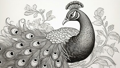 Fototapeta premium Ausmalbuch Pfau