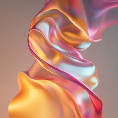 Obraz premium Colorful silk fabric twisted into elegant shapes with soft lighting enhancing reflections and textures in artwork. Generative AI