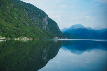 Picturesque fjords in Norway in summer 