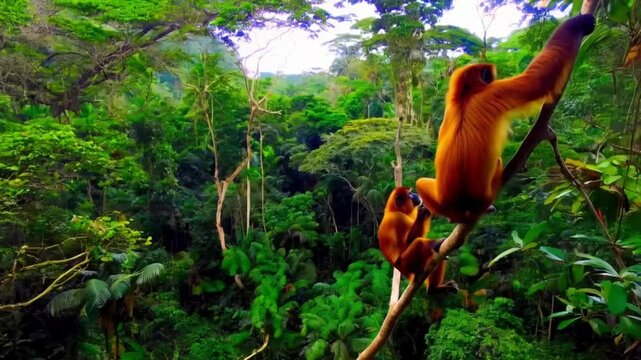 Colombian Red Howler monkeys, majestic residents of the Amazon forest.