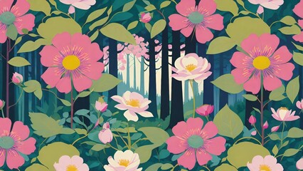 Obraz premium 自然のロマンス, イラストの風景, 視覚の調和, 山の伝説, アルプスの新鮮さ, 自然の旅, 冒険, ミニマルなスタイル, 静寂, 魔法の世界, 柔らかな光, 植物のインスピレーション, 田園ノスタルジー