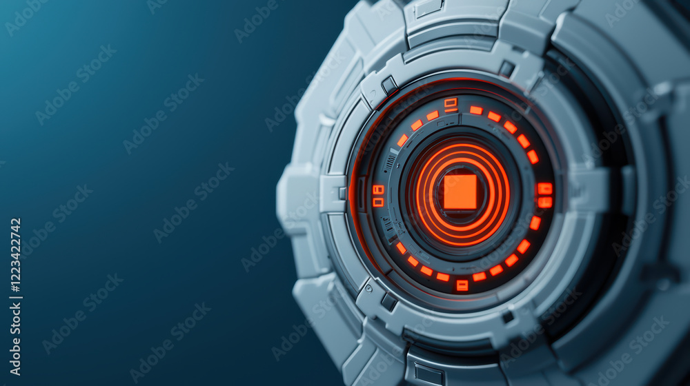Poster futuristic object with glowing elements and intricate design