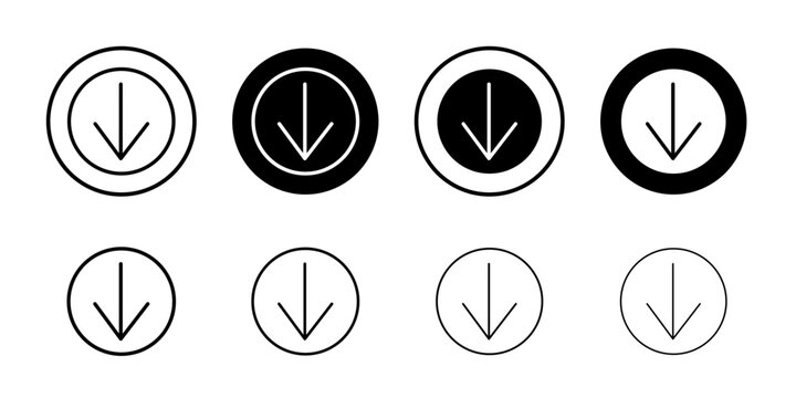 red Down arrow icon Vector logo set flat
